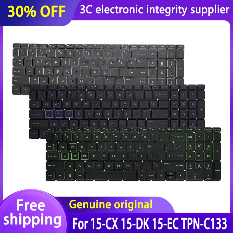 

New Original US Backlit Keyboard For HP 15-CX 15-DK 15-EC TPN-C133 Series Keyboard For Laptop Gamer Keyboard Green Purple Black