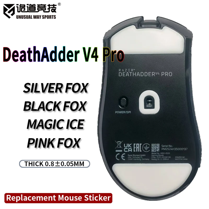 UnusualWaySports Mouse Skates Feet DA Deathadder V4 Pro Cambered Surface PTFE Anti Collapse Magic Ice Pink Black Silver Fox