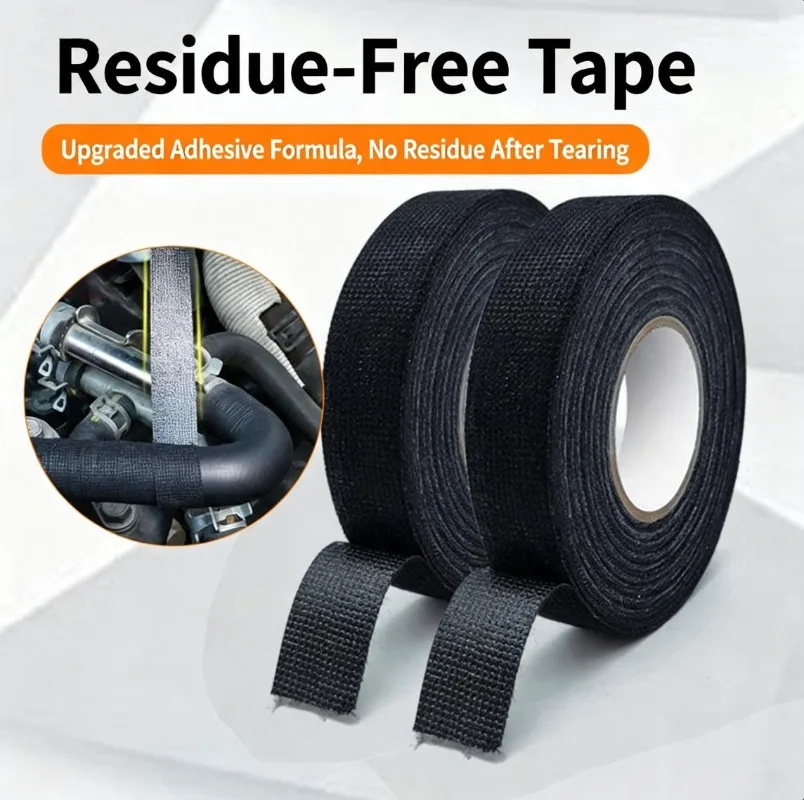 Black Fleece Automotive Wiring Harness Tape, Polyester Insulating Tape, High Temperature Resistant, Wear Resistant