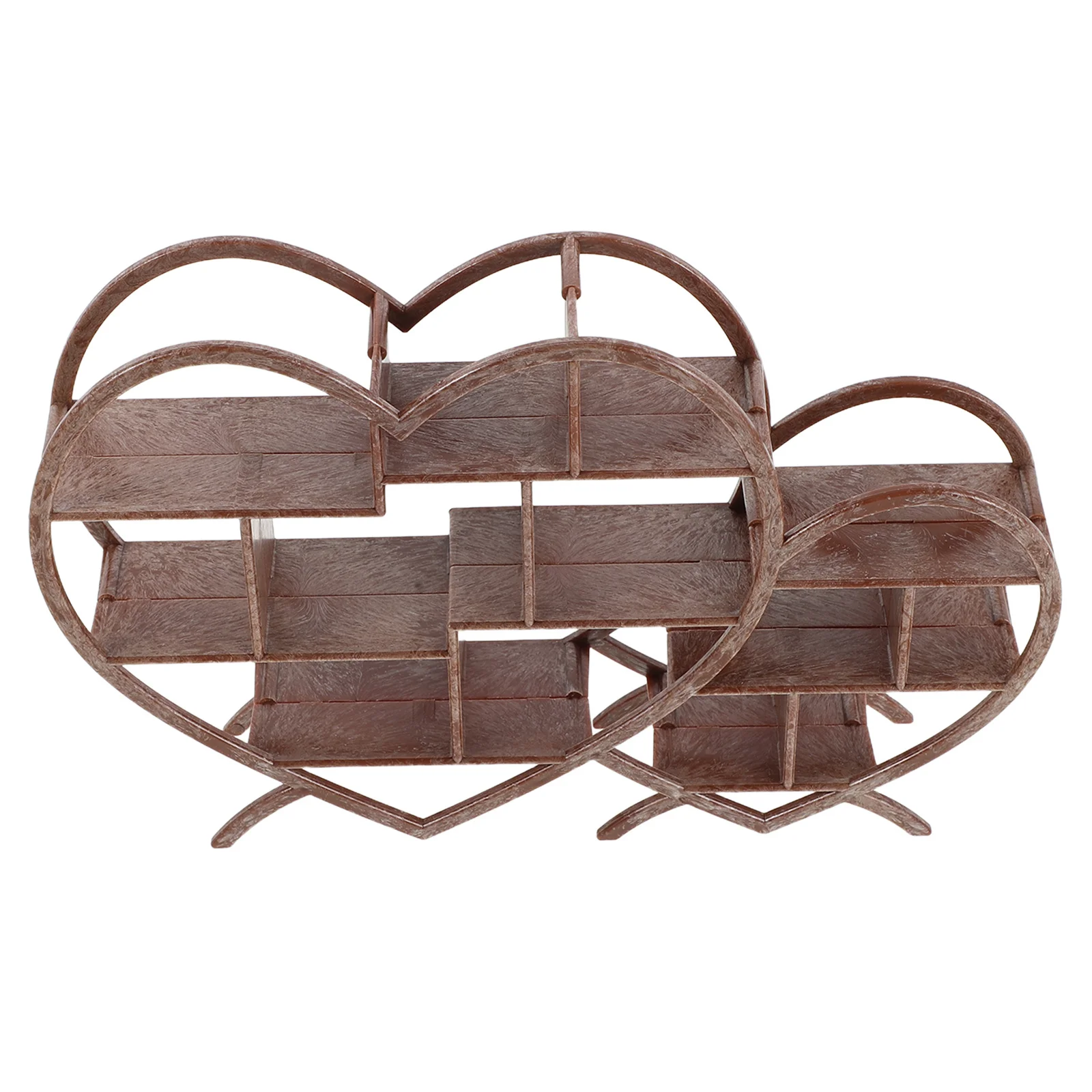 

3pcs Miniature Curio Cabinet Heart Shaped Shelf For Dollhouse Vintage Decor Display Stand Durable Plastic