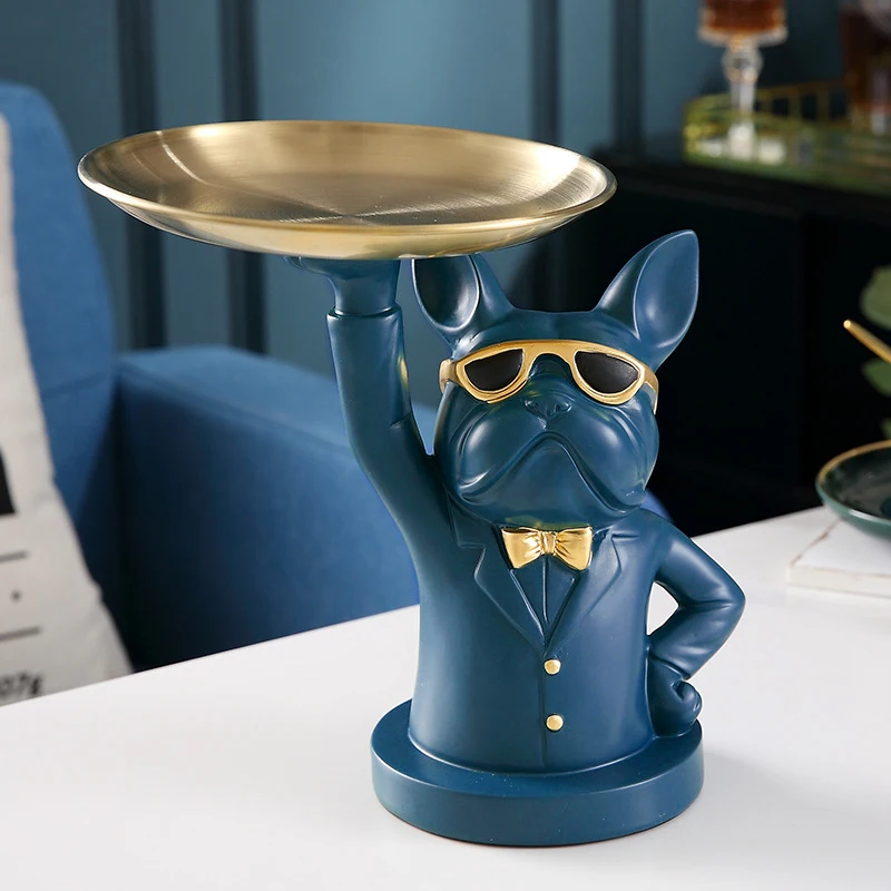 Originality Dog Tray Ornament Decoration Light Luxury Resin Storage Animal Candy And Fruit Plate Entrance Hall Reception