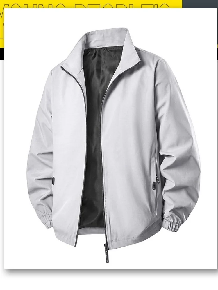 Spring and Autumn New Fashion Solid Color Outdoor Sports Windproof Thin Jacket Men's Casual Loose Plus Size High Quality Jacket