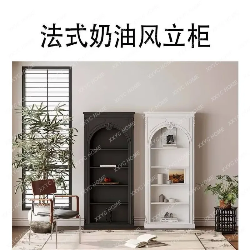 XXEuropean arched door bookcase living room bedroom shelf French floor decorative cabinetFT*/*/