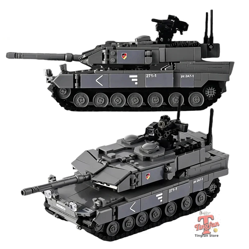 Tanque de batalha principal da série militar com blocos de construção de soldados conjunto leopardo 2a7 + tipo 10 tanque exército crianças brinquedos presentes para menino 898 peças