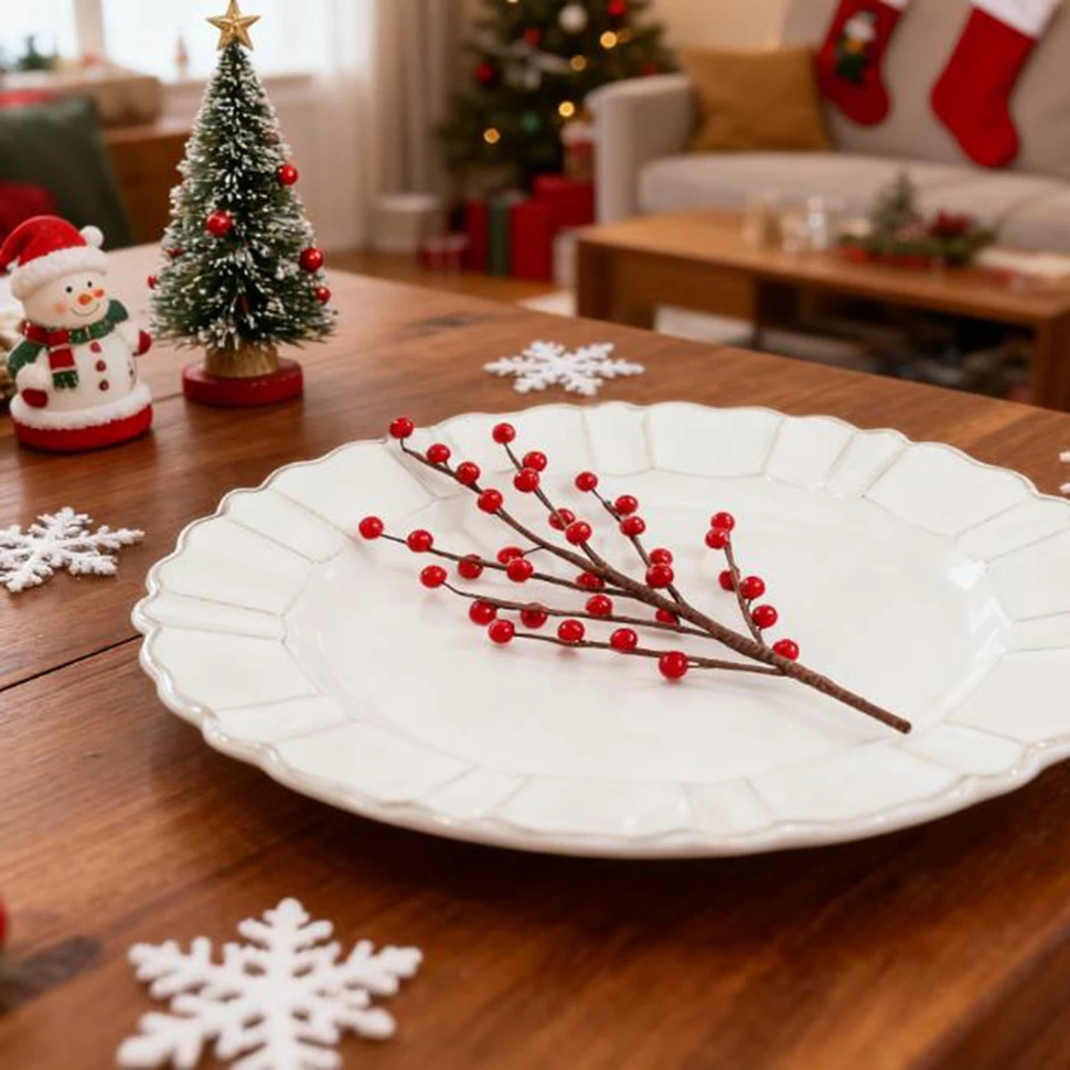 

Artificial Fruits Simulated Plant Holly Little Red Fruit Christmas Exquistic Home Room Party Decor Wedding Photo Shooting Flower