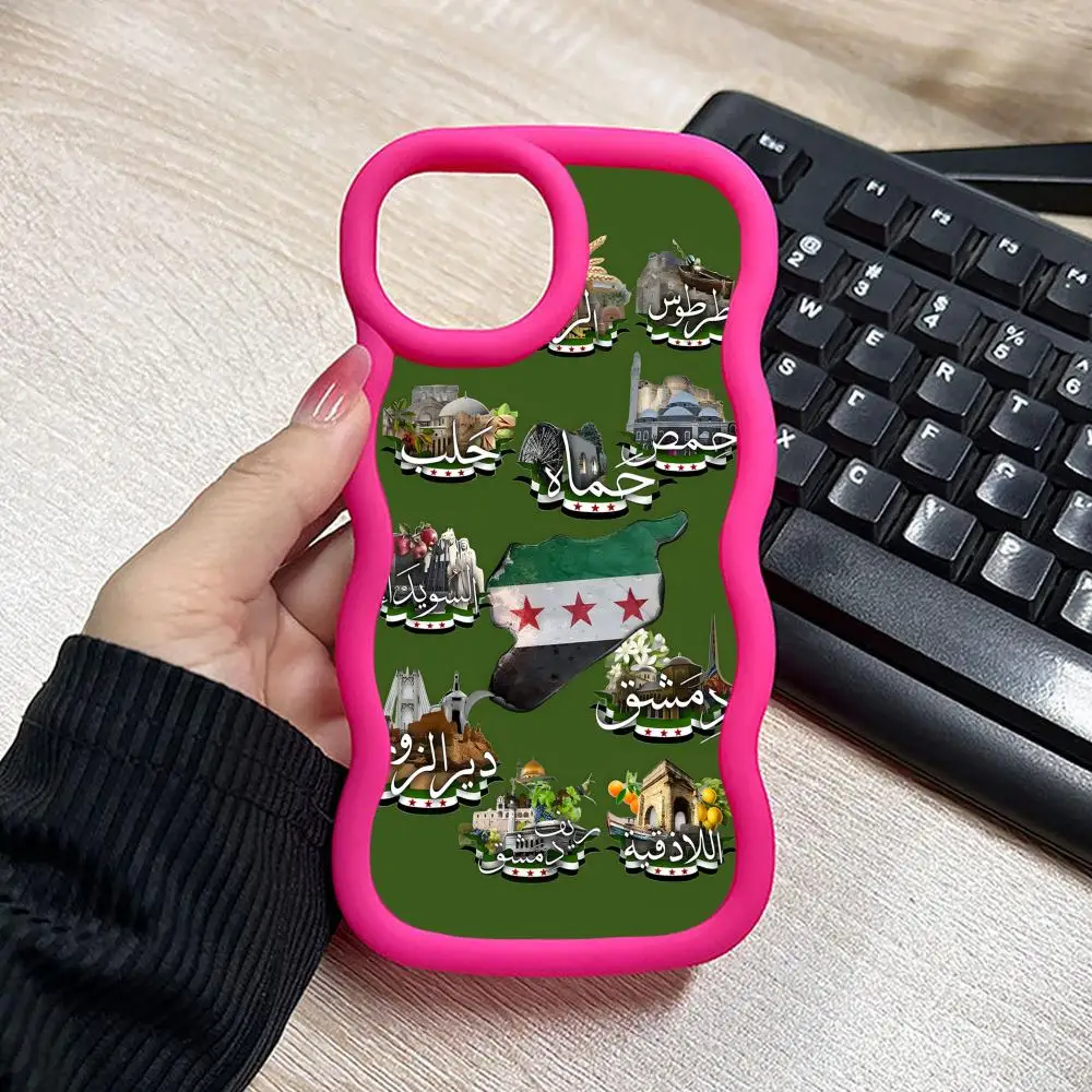 

Syria Flag Wavy Edge TPU Mobile Phone Case for iPhone 17 16 15 14 13 12 11 Air Pro Max Plus Colorful Cover