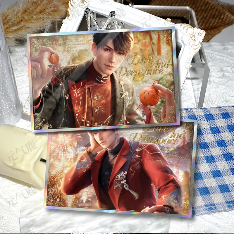 Miłość i głębokie przestrzeni Caleb Xavier Sylus Zayne Rafayel Kreatywny karton akrylowy Kreskówka Spersonalizowana podwójna perła błyskowa Ozdoba