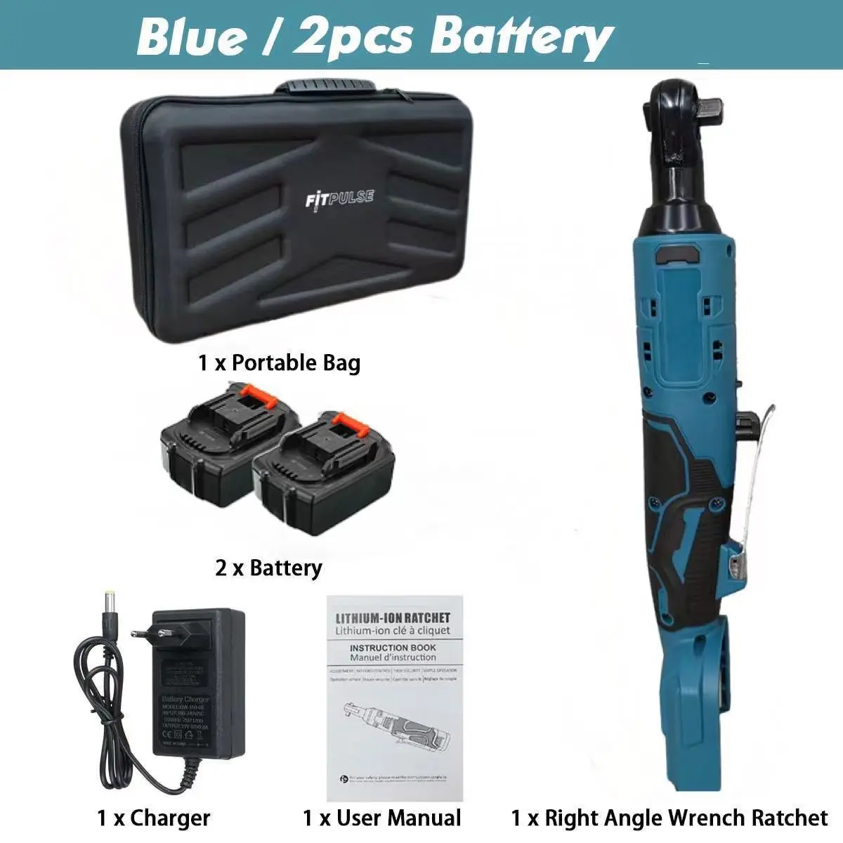 

180N.m Impact Brushless Cordless Rechargeable Electric Wrench 1/2 Inch Right Angle Ratchet Wrenches Tool