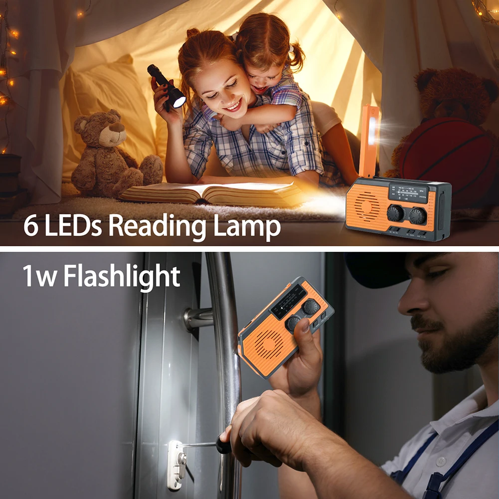 متعددة الوظائف راديو الطوارئ FM AM WB أجهزة الراديو الطقس كرنك اليد الشمسية USB شحن 5000mAh قوة البنك مصباح ليد جيب الشعلة #4