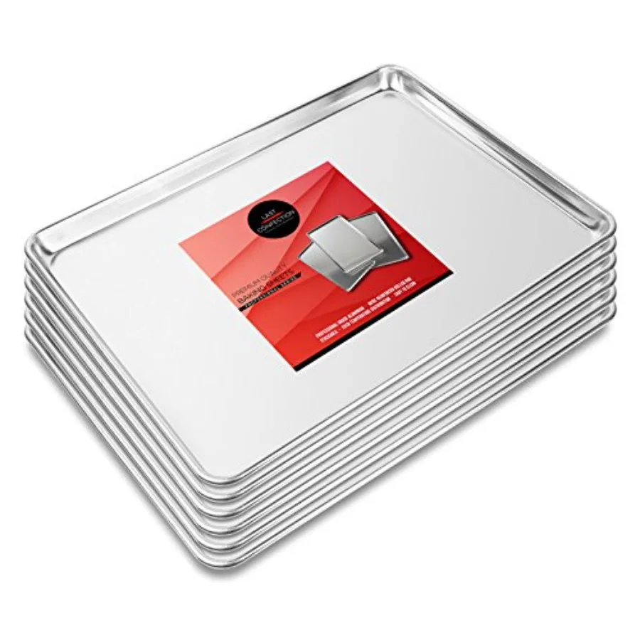 

6 Cookie Baking Sheets 15" x 21" Rimmed Aluminum Jelly Roll Trays ThreeQuarter Sheet Pans