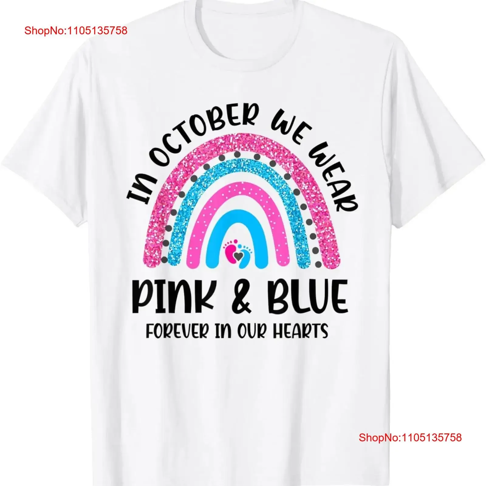 gAE0 Rainbow October We Wear Pink Blue Loss Of Child Memory T Shirt  vintage Washed Stretched Casual Versatile fashion