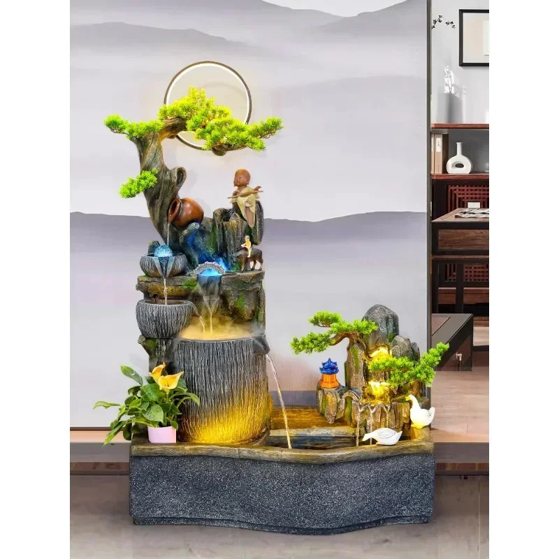 Artificial Mountain and Fountain Decoration Large Floor Indoor Fortune Fish Pond Water System Landscape