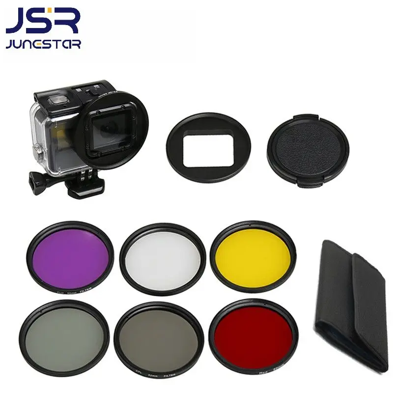 Filter UV CPL ND2 Diving Yellow Red Purple 58mm Adapter Ring Dive Filtors for GoPro5 6 7 Waterproof Case Accessories