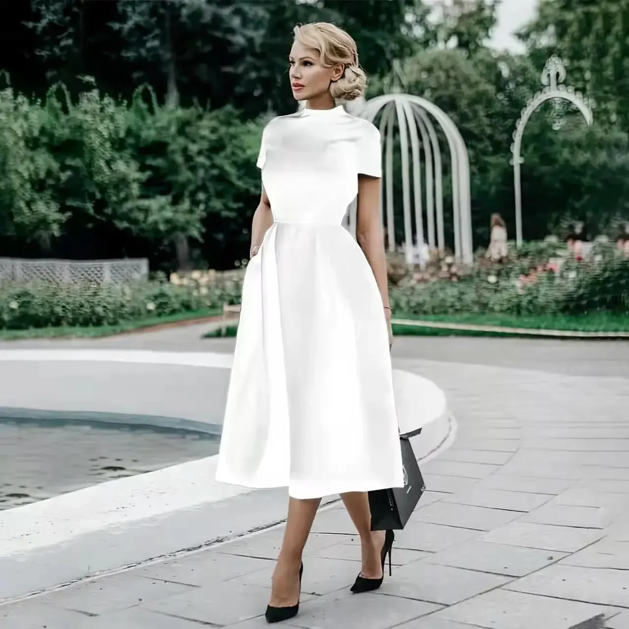 Spring Evening Women's Dress Black Satin A-line Pocket Elegant Dresses Female Casual Fashion Loose Party Clothes Ladies