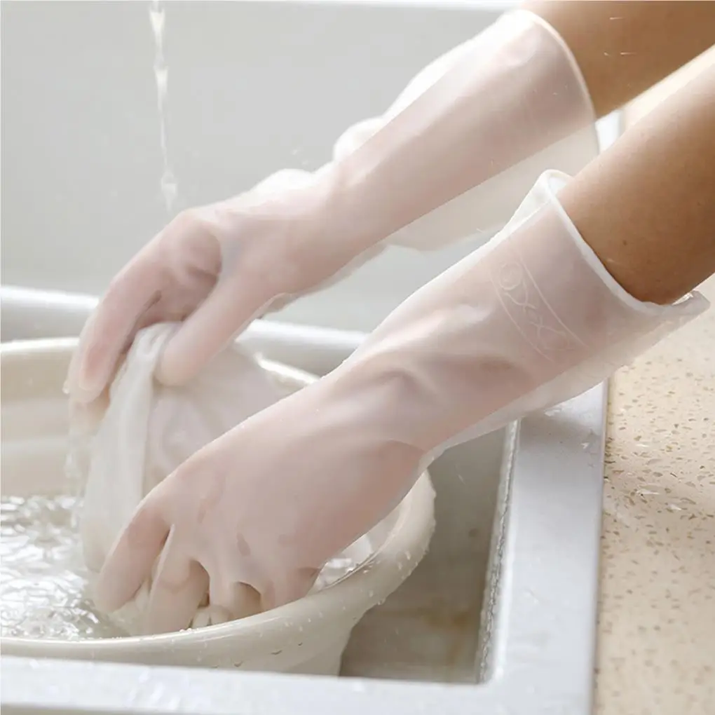 Waterproof Housework Cleaning Gloves Kitchen Print Latex Dishwashing Rubber Mittens Non-slide Hand Protector Bathroom