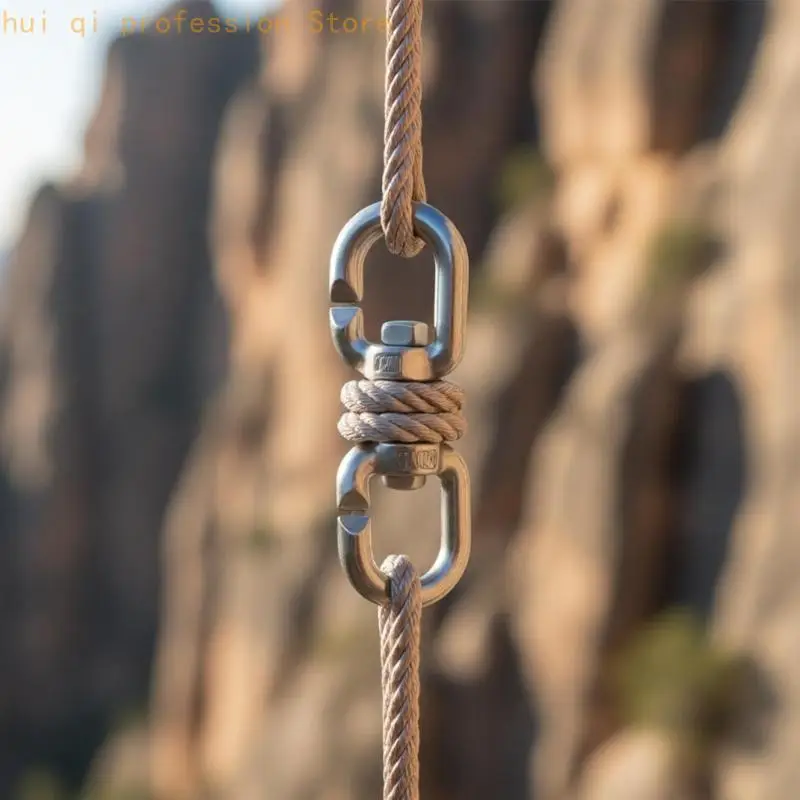 Anti Twist Rope Link in Stainless Steel with 360 Degree Motion and Threaded Closure for Hanging Hardware Use Daily H8WE