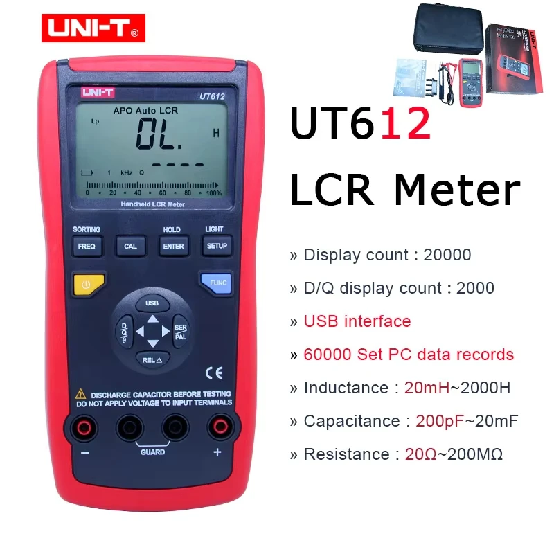 UNI-T UT611 UT612 LCR Digital Bridge Capacitance Meter Multimeter Resistance and Inductance Instrument Frequency Test LCD