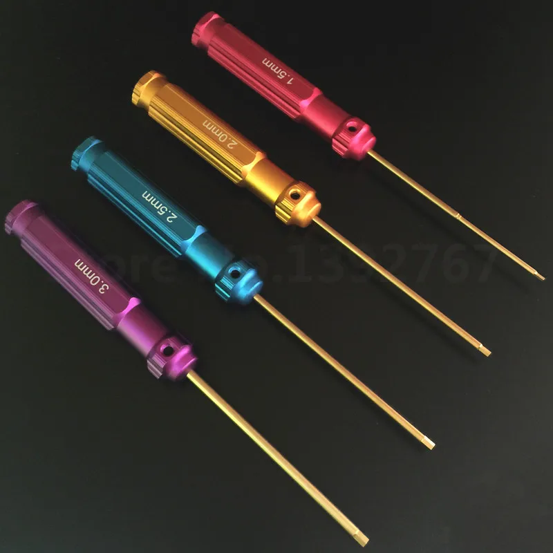 4 ชิ้น/เซ็ตชุดเครื่องมือ Hex Screw Driver 1.5 มม. 2.0 มม. 2.5 มม. 3.0 มม. สีสันความยาวรวม 174 มม. สําหรับรุ่น RC รถเฮลิคอปเตอร์