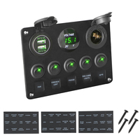 Waterproof Digital Voltmeter Dual USB Port 12V Outlet Combination Car Marine Boat LED Rocker Switch Panel