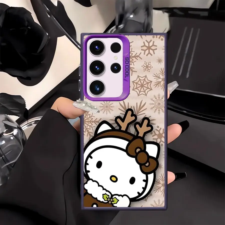 เคสโทรศัพท์มือถือสำหรับ Samsung Galaxy S24 FE S22 S25 Note 20 Ultra S23 S21 S20 Plus S23 Sanrio ลายคริสต์มาสกวางเรนเดียร์
