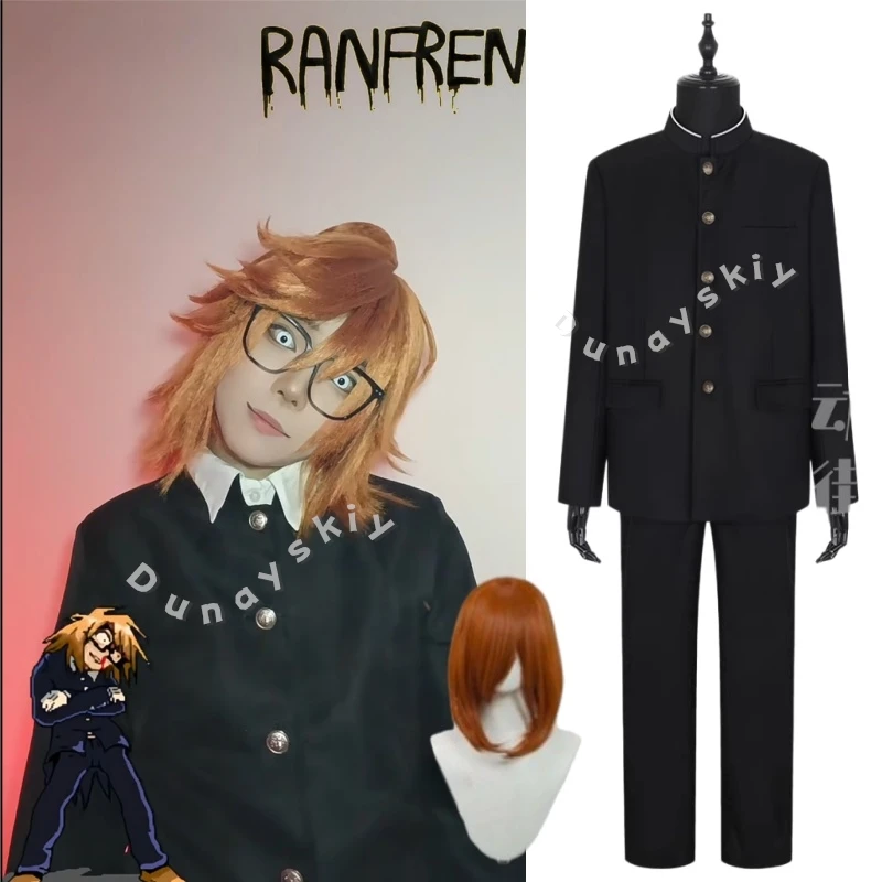 Disfraz de cosplay de Anime Ranfren Randal con peluca, gafas y guantes, uniforme japonés DK Gakuran para niños, Dunayskiy @ #
