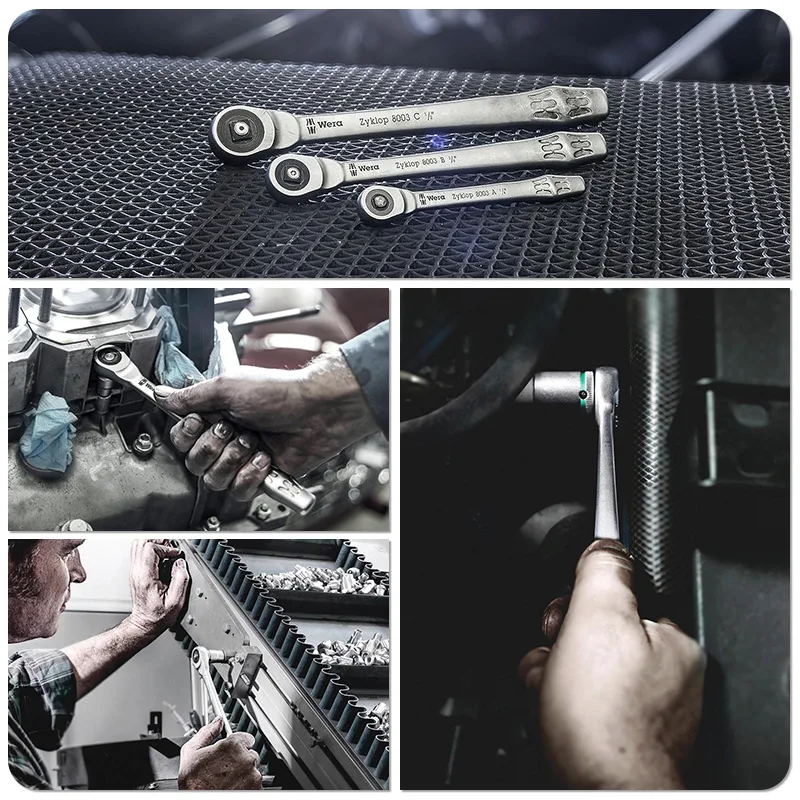 Llave de trinquete alemana Wera 8003ABC Square Drive Zyklop Importación de metal