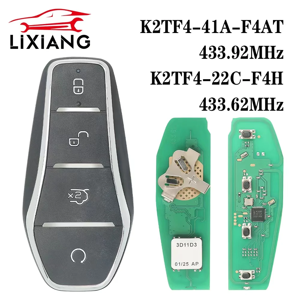 LX K2TF4-41A-F4AT 433.92MHz K2TF4-22CF4H 433.62MHz 46chip Car Smart Remote Key for BYD Dolphin Qin Yuan Song PLUS DM-i EV Key