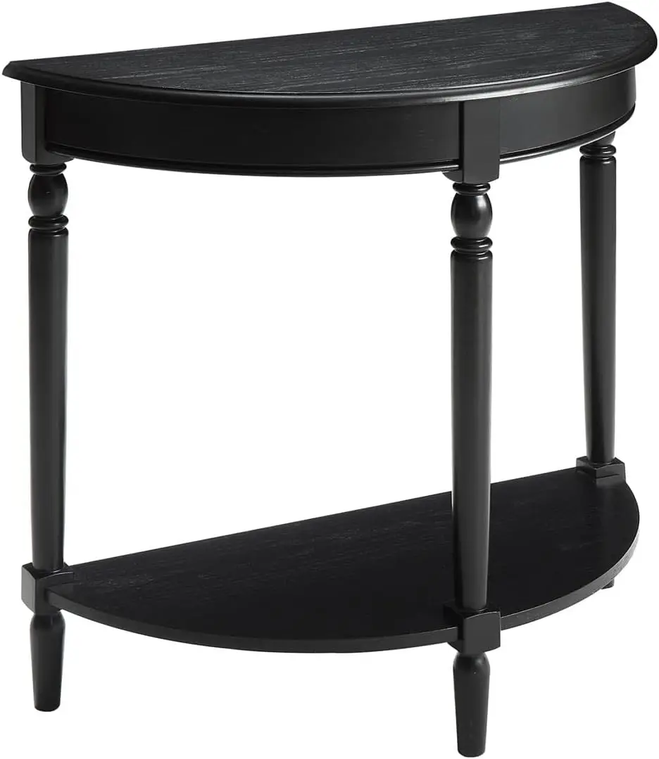 

Convenience Concepts French Country Half-Round Entryway Table with Shelf, Black