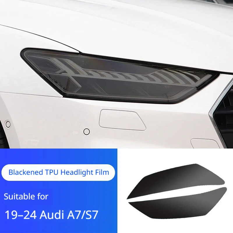 For AUDI A7 S7 2019-2024 TPU Headlight Anti-Scratch Smoke Black Transparent Modification Color Changing Protective Film