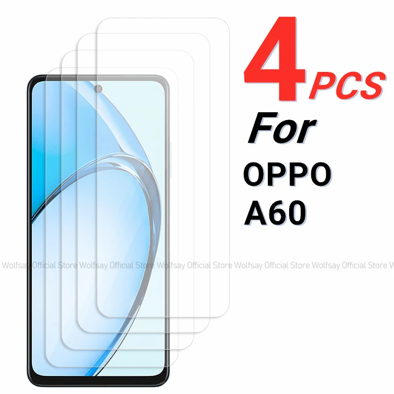 Pelindung layar untuk OPPO, 2/4 buah pelindung layar untuk OPPO A60 kaca Tempered untuk OPPO A60 4G lem penuh Film ponsel layar 2.5D pelindung kaca OPPO A60