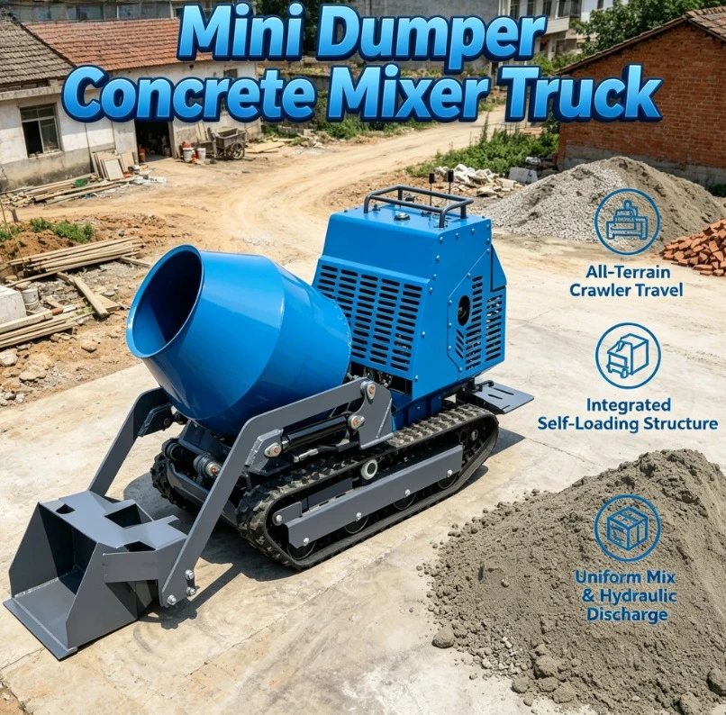 Customized Full Functionality Self Loading Small Concrete Mixer Auto-feeding Concrete Mixer Dumper Diesel Mobile Crawler Concret