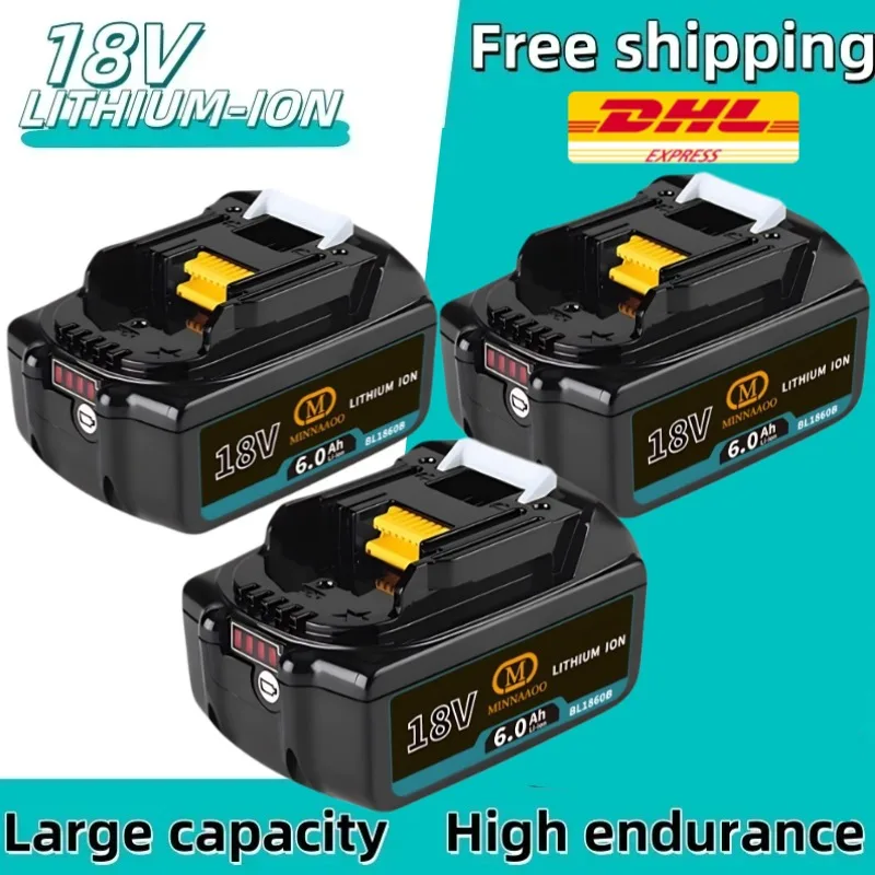 

100% новый оригинальный аккумулятор для Makita 18 В, 6,0 Ач, перезаряжаемый для BL1830B BL1840B BL1850B Аксессуары для инструментов