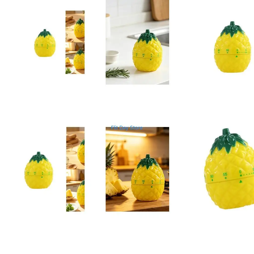 F92C Practical 60 Minutes Pineapple Pattern Timer For Travel Camping Or Dormitory Manual Wind-Up Cooking Alarm Clock
