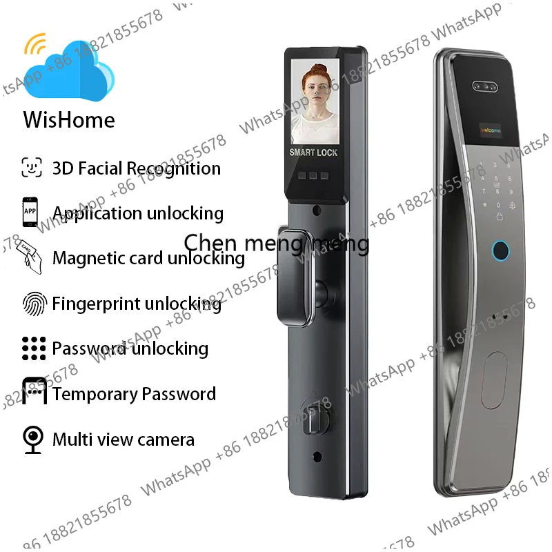 

3D Facial Recognition Password Fingerprint Card Portable Visual Doorbell Monitoring Camera Electronic Door Lock