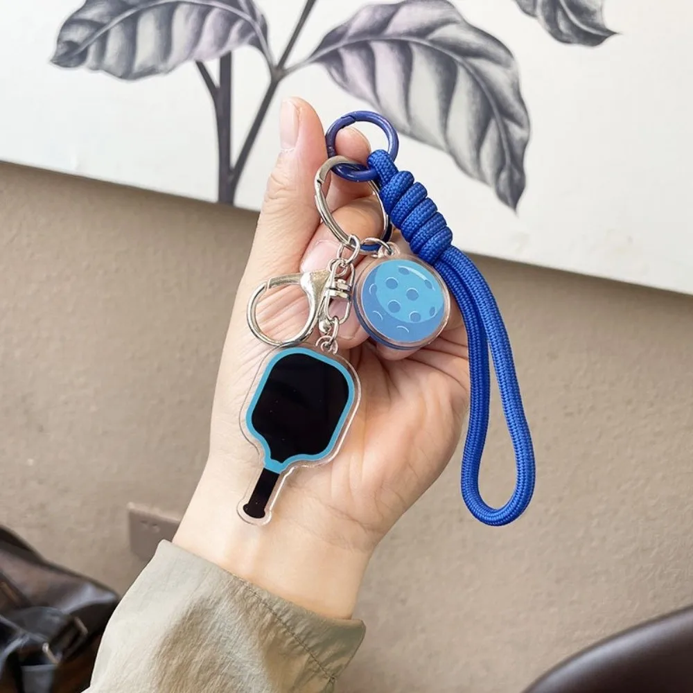 Fashion Acrylic Pickleball Racket Keychain Detachable with Lanyard Pickleball Key Ring Fitness Series Pendant Bag Accessories