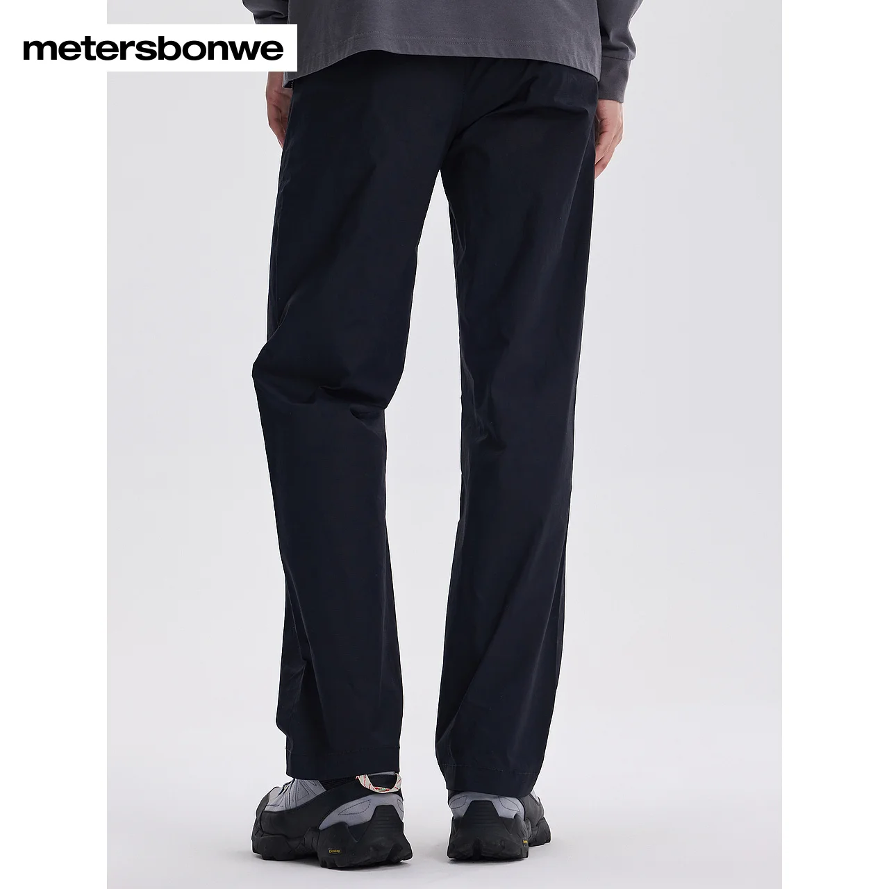 Metersbonwe-calças masculinas de tubo reto, cor sólida, bolsos angulares, cintura semi-elástica, calças de negócios, casuais, jovens, inverno