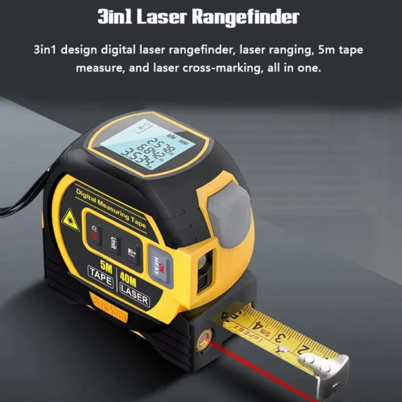 Backlight rangefinder Measuring device 3 in 1 Laser rangefinder 5M tape LCD display with backlight