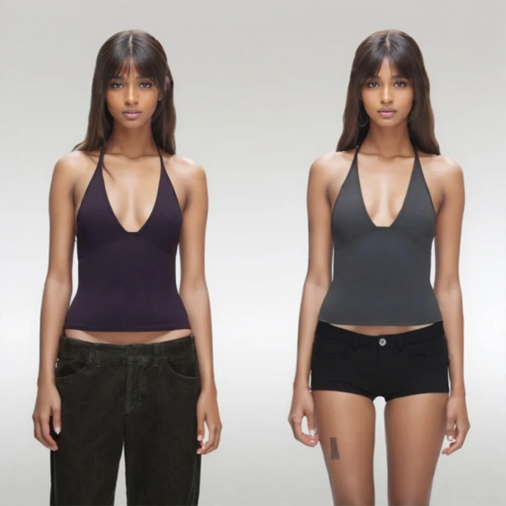 

Tank Dark Purple Triangular Backless Tight-Fitting Camisole Sexy Low V-Neck Off-Shoulder Halter Elastic Knitted Short Sports Vest