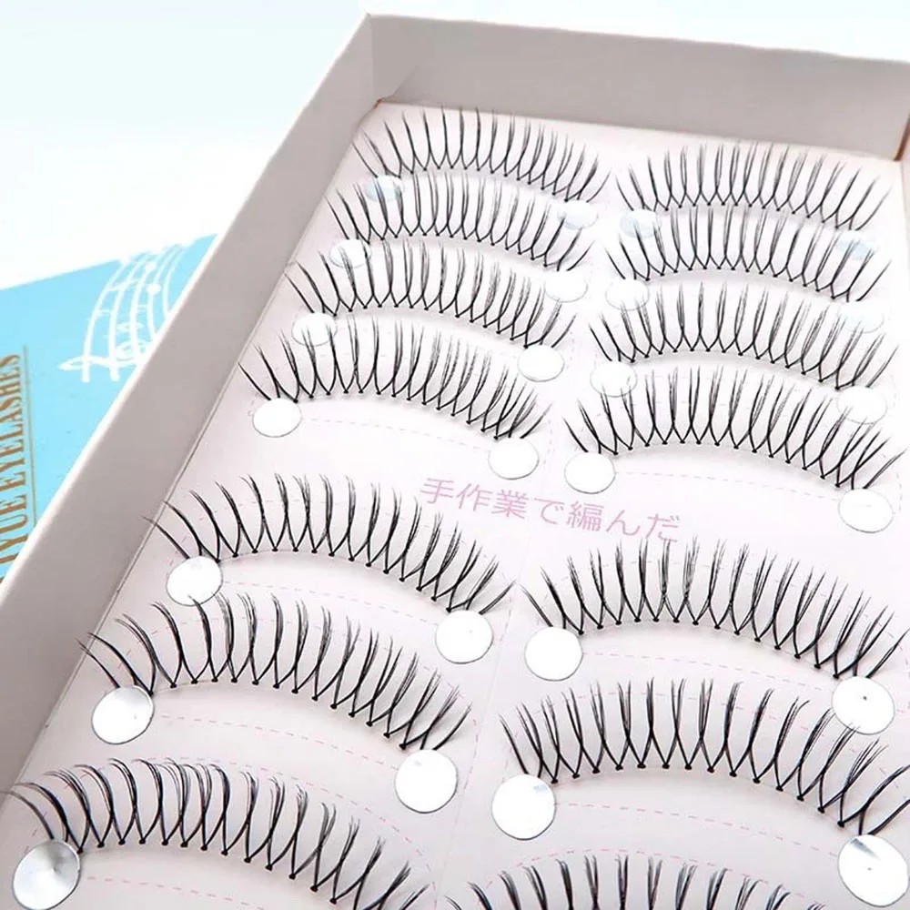 10 Pairs Korean U-shaped False Eyelashes Natural 3D Lashes Faux Mink Lashes Transparent Stem Lash Extension Natural Wispy Lashes