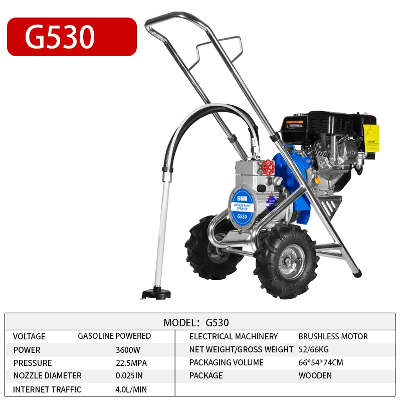 Professional Industrial Airless Spray G un Large High-Pressure Gaso line Powered DIY Latex Paint Coating Engineering Spraying
