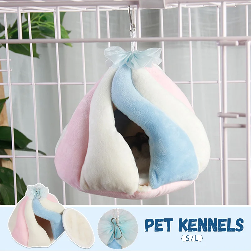 Small Pet Kennel Colorful Comfortable Hamster Hammock Cage Hamster Winter Warm Bed Pets Soft Hanging House