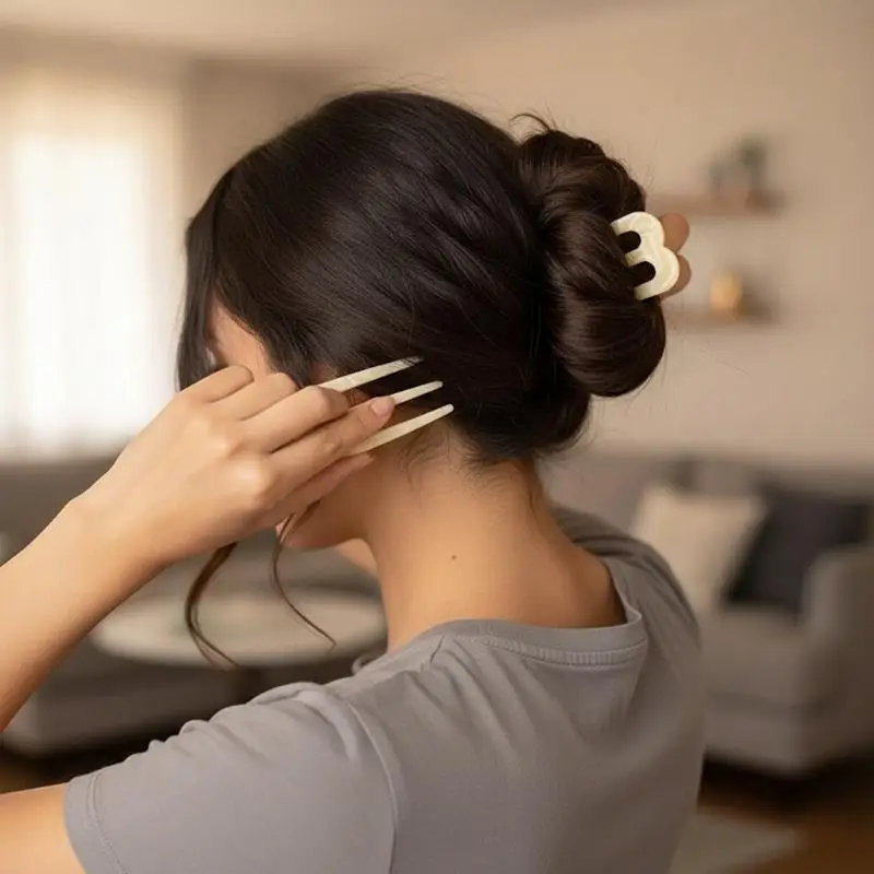 French Hair Pins For Women U Shaped Hair Forks Vintage Hairstyle Accessories Fashion 3 Prong Bun Hair Sticks Headwear