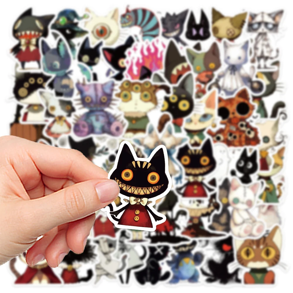 10/30/50PCS Halloween Gothic Weird Cat Sticker Cartoon Graffiti DIY Laptop Phone Case Helmet Motorcycle Waterproof Decal Toy