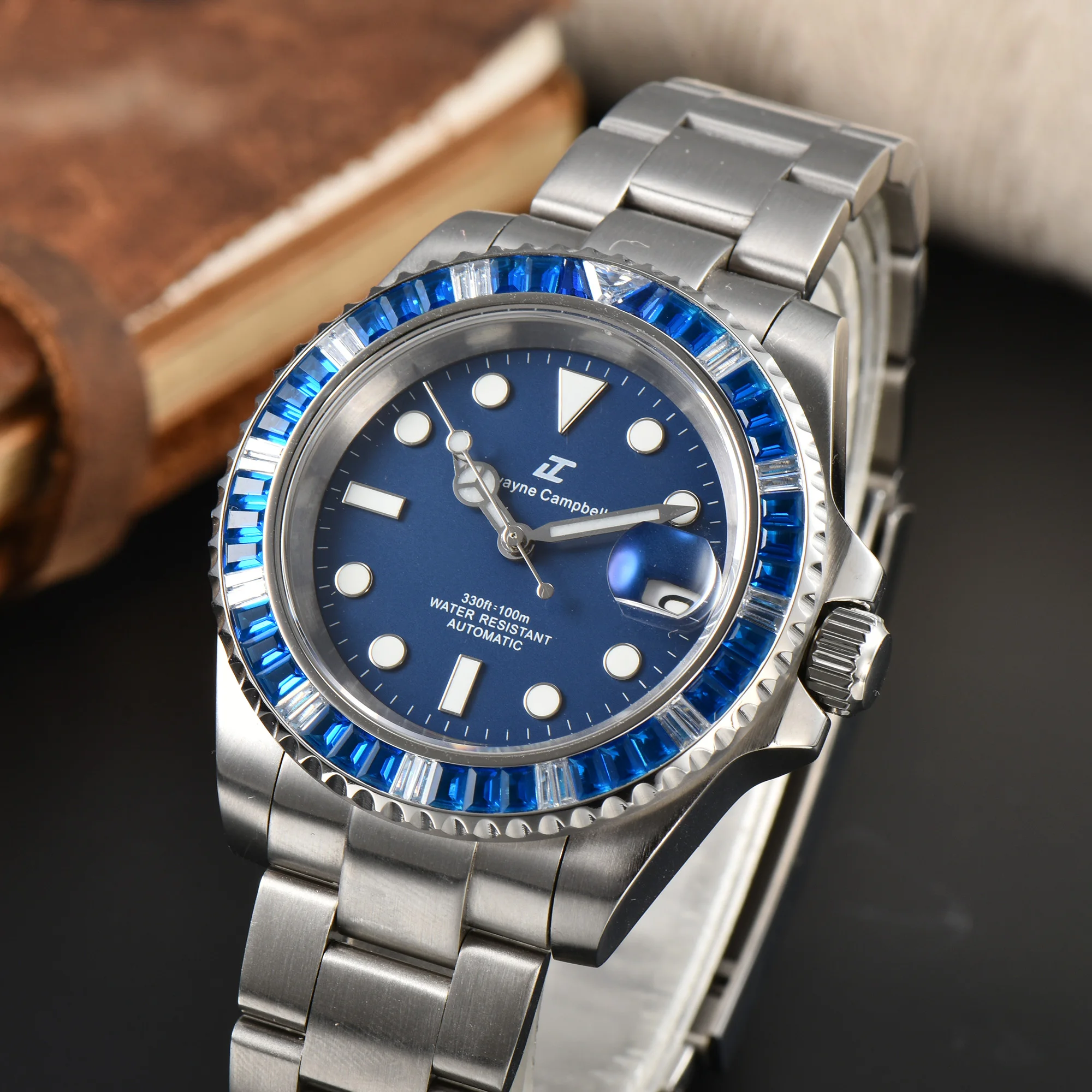 Reloj mecánico de 40,5 mm con movimiento NH35, cristal de zafiro resistente al agua, pantalla luminosa, reloj de pulsera de moda para hombre