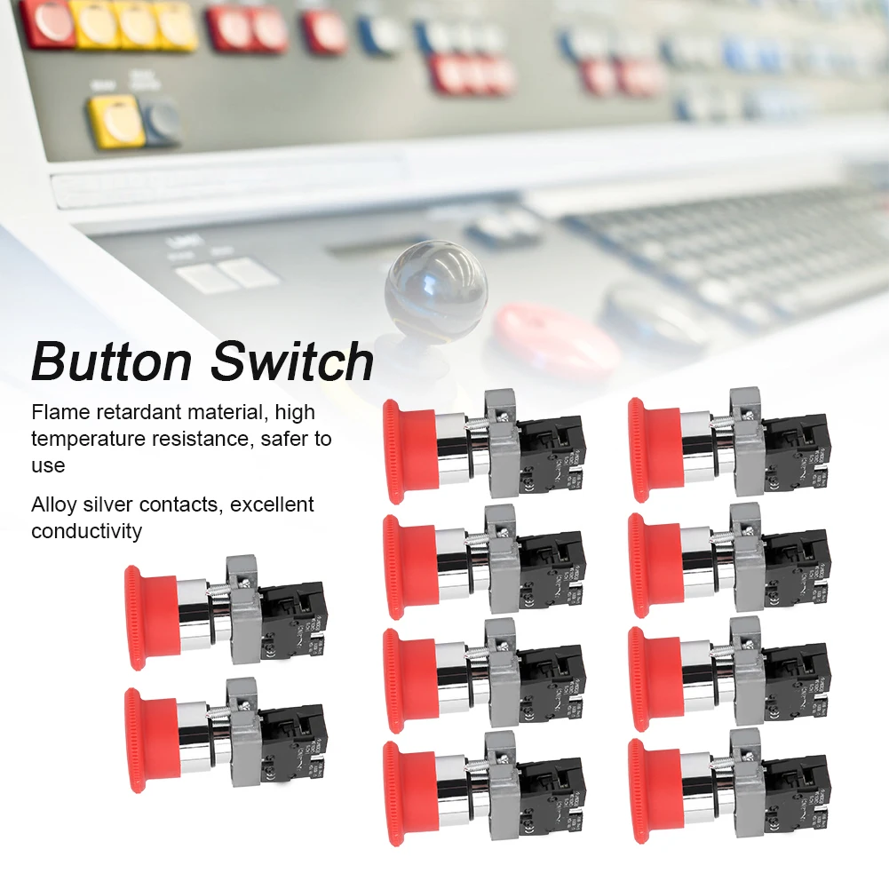 BERM@ Botão Equipamento de parada de emergência Liga de prata Contatos BEM‐XB2‐01ZS Botão de pressão 240V