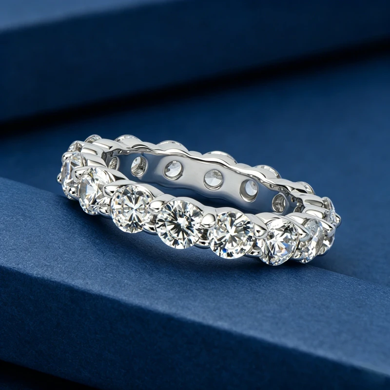 Rrjzz 4MM Voll-Moissanit Ehering für Frauen D-Farbe Laborgezüchteter Diamant Verlobungsring GRA Schmuck Geschenke – Detail 4