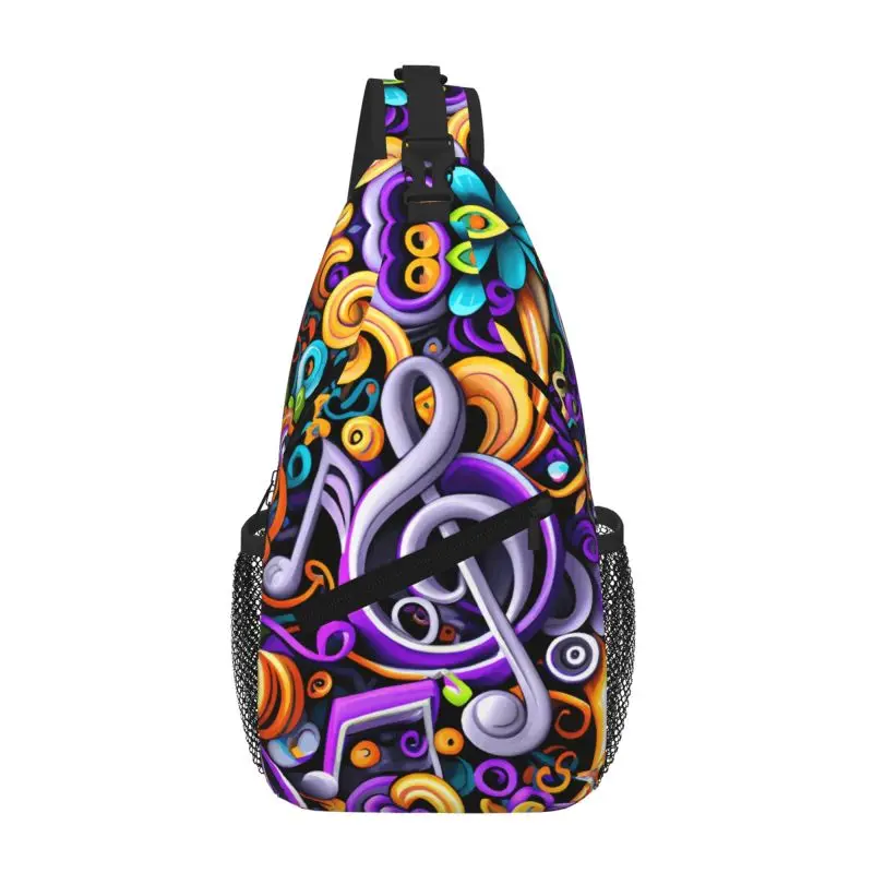 

Colorful Music Musical Notes Sling Chest Bag Custom Shoulder Crossbody Backpack for Men Travel Hiking Daypack