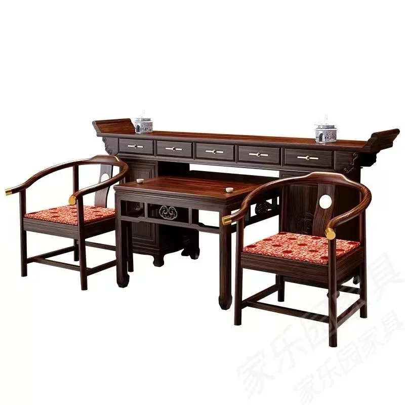 Yjq new Chinese-style solid wood middle hall serving table Buddhist platform strip case warped head carved altar