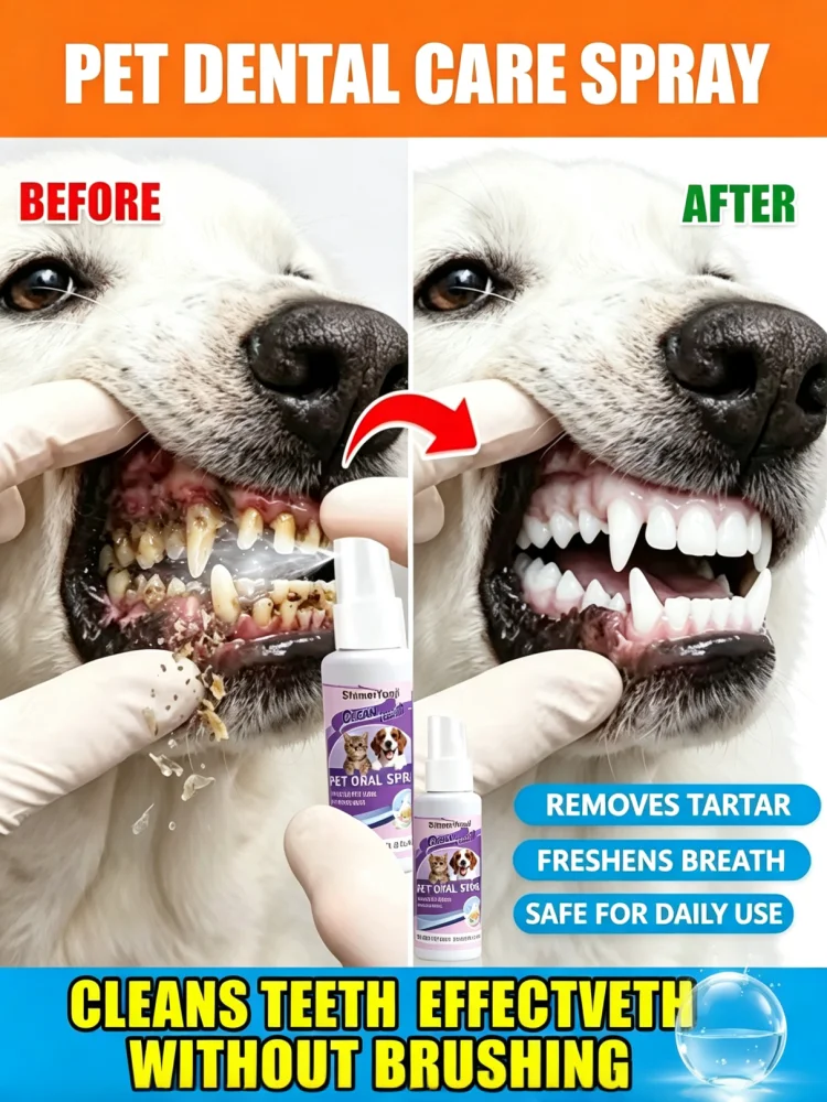 NEW 30ml Pets Oral Hygiene Cleaning SPRAY Dog Cat Daily Use Eliminate Tartar Plaque Bacteria Refresh Breath Gentle Sterilizing