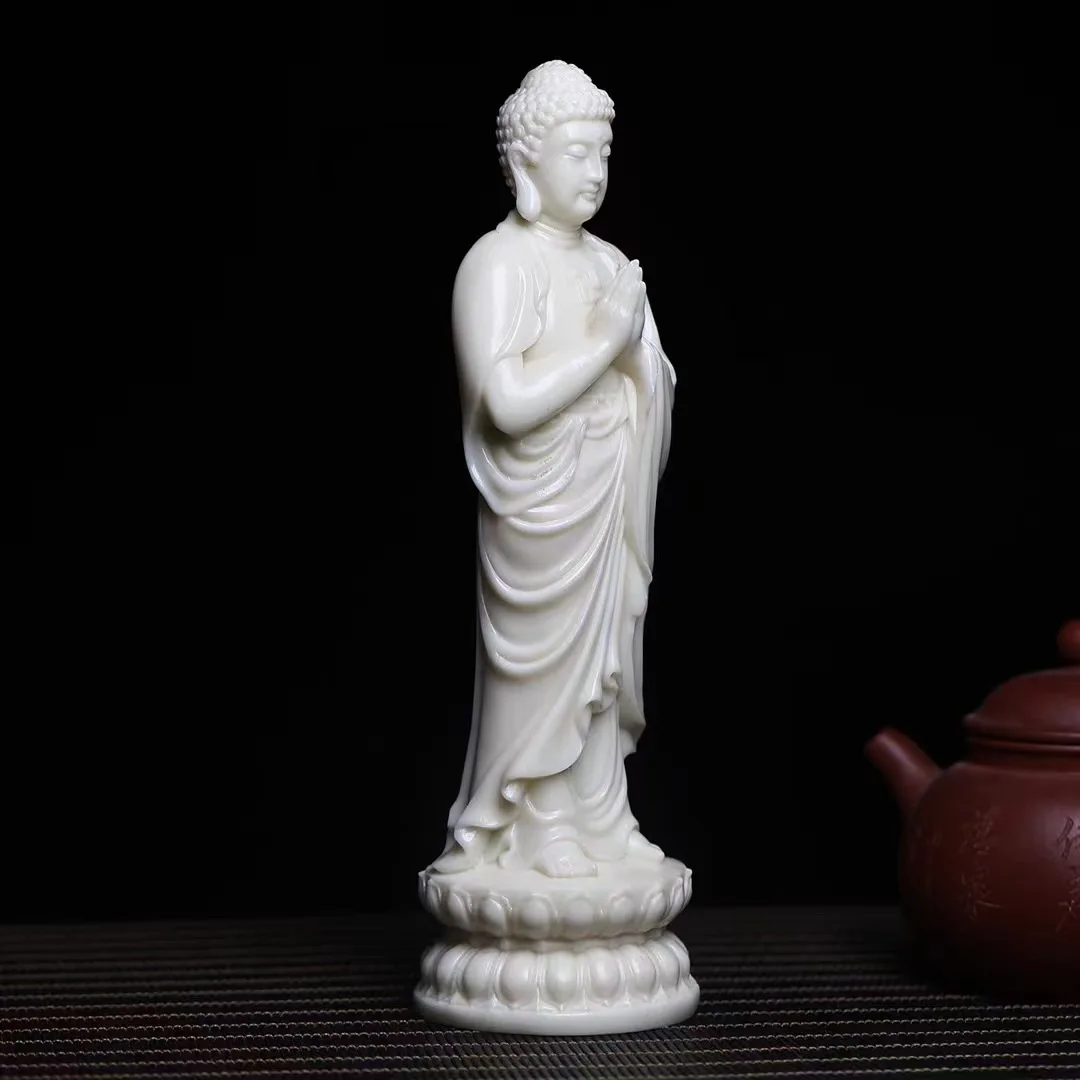 Natural Tagua Nut Hand Carved Great Sun Buddha Statue Sakyamuni Amitabha Home Chinese Style Collectible Ornament Gift